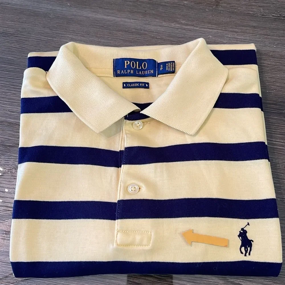 Polo Ralph Lauren Classic Fit Men’s SP - Small Petite Yellow with Navy Stripe
